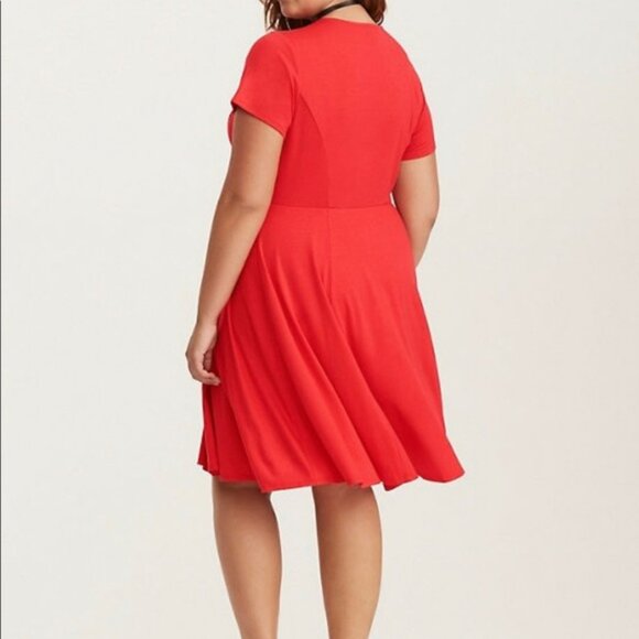 Torrid Red Jersey Lace-up Skater Dress Size 2X NWT - Picture 2 of 5